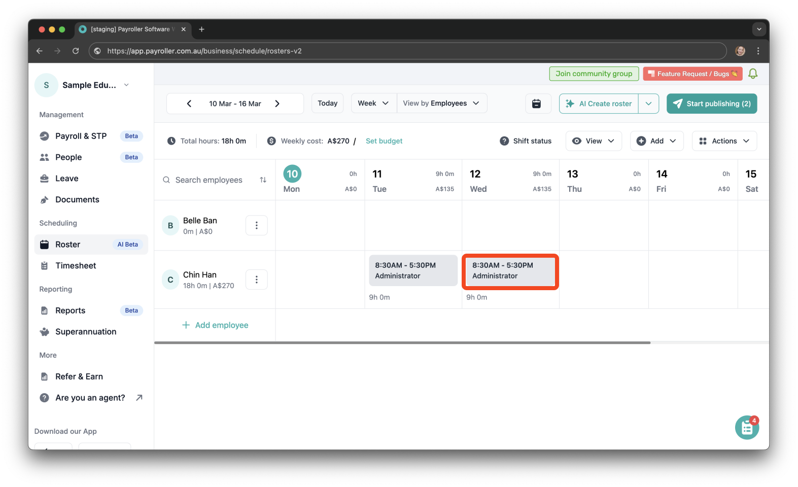 Timesheets and rostering - How to copy and paste a roster / How to copy and paste a shift - 5