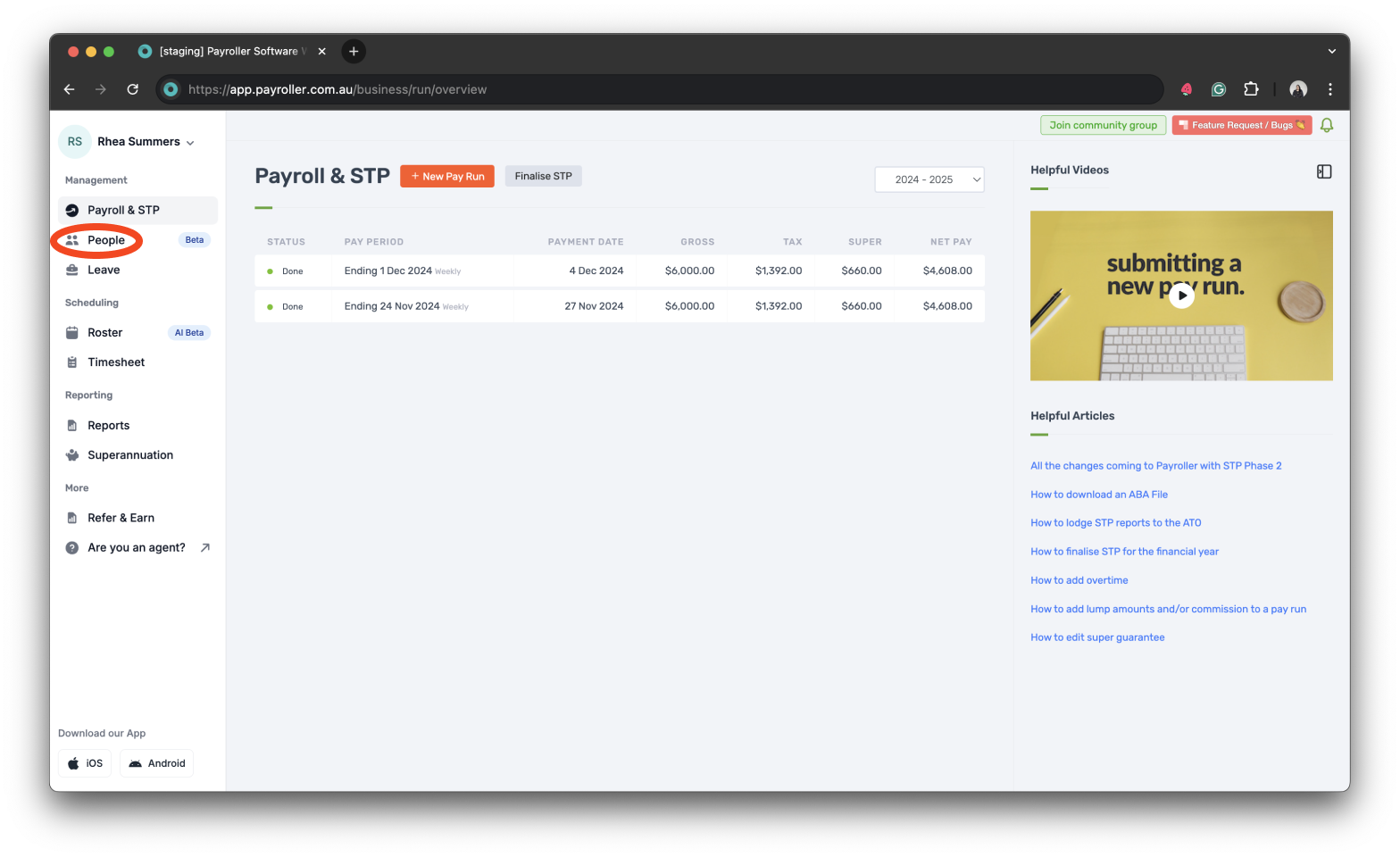 Setting up your employees - Changing the status of your employee (active, inactive, roster-only) - 6
