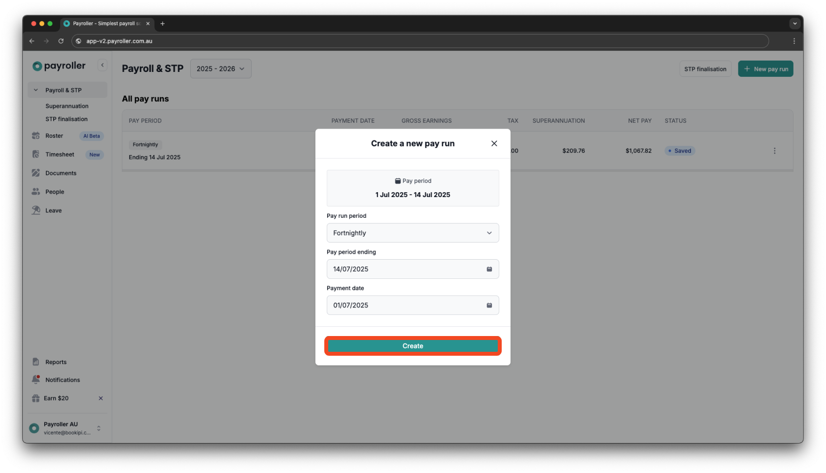Creating pay runs - Adding leave to a pay run - 2