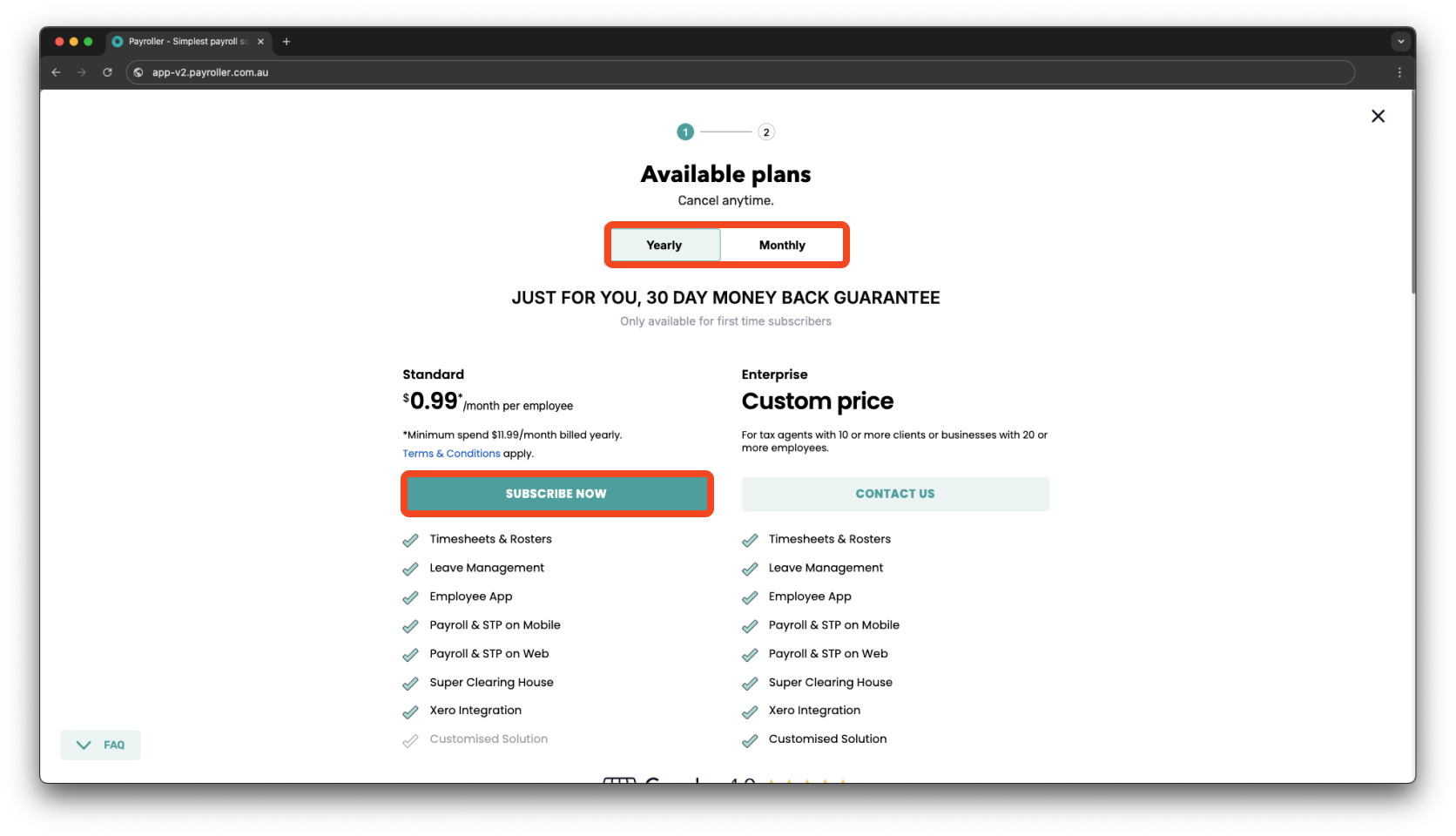 Quick Overview - Signing up for a subscription to create a pay run - 2