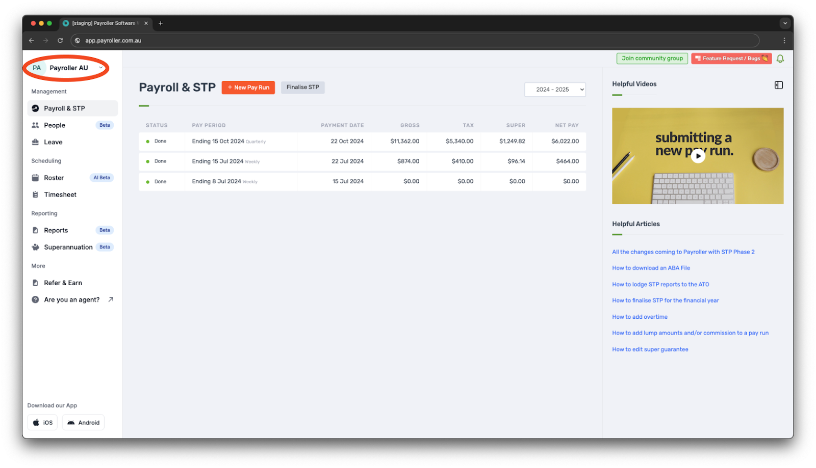 Payroller settings - How to add a logo to your payslips - 1