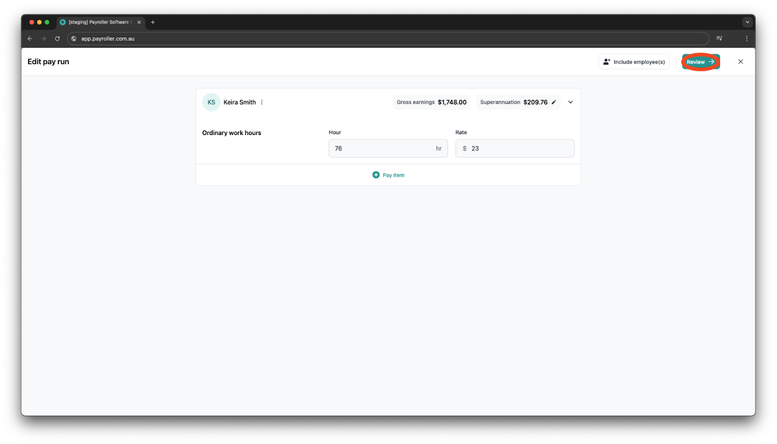 Creating pay runs - Edit leave accrued - 3
