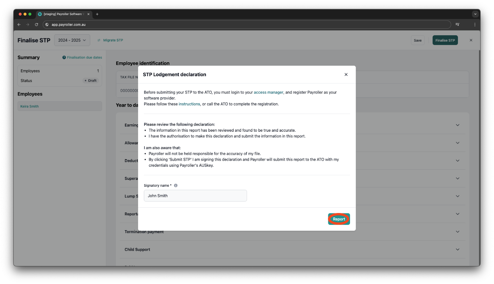 Creating pay runs - Fringe Benefits - 18