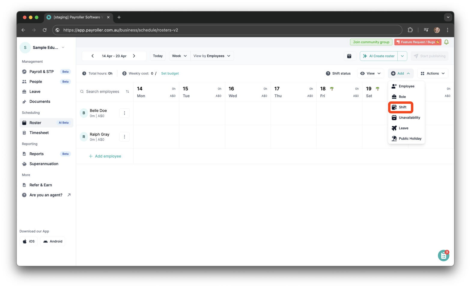 Timesheets and rostering - How to make a custom recurring shift - 3
