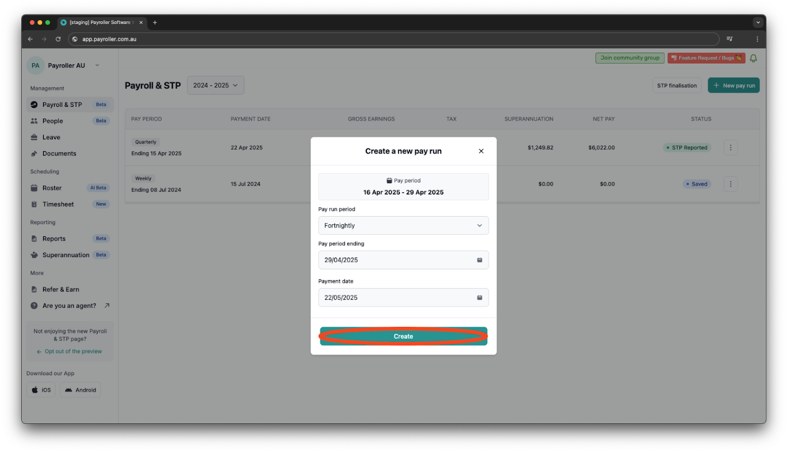 Creating pay runs - Viewing and Adjusting Superannuation - 2