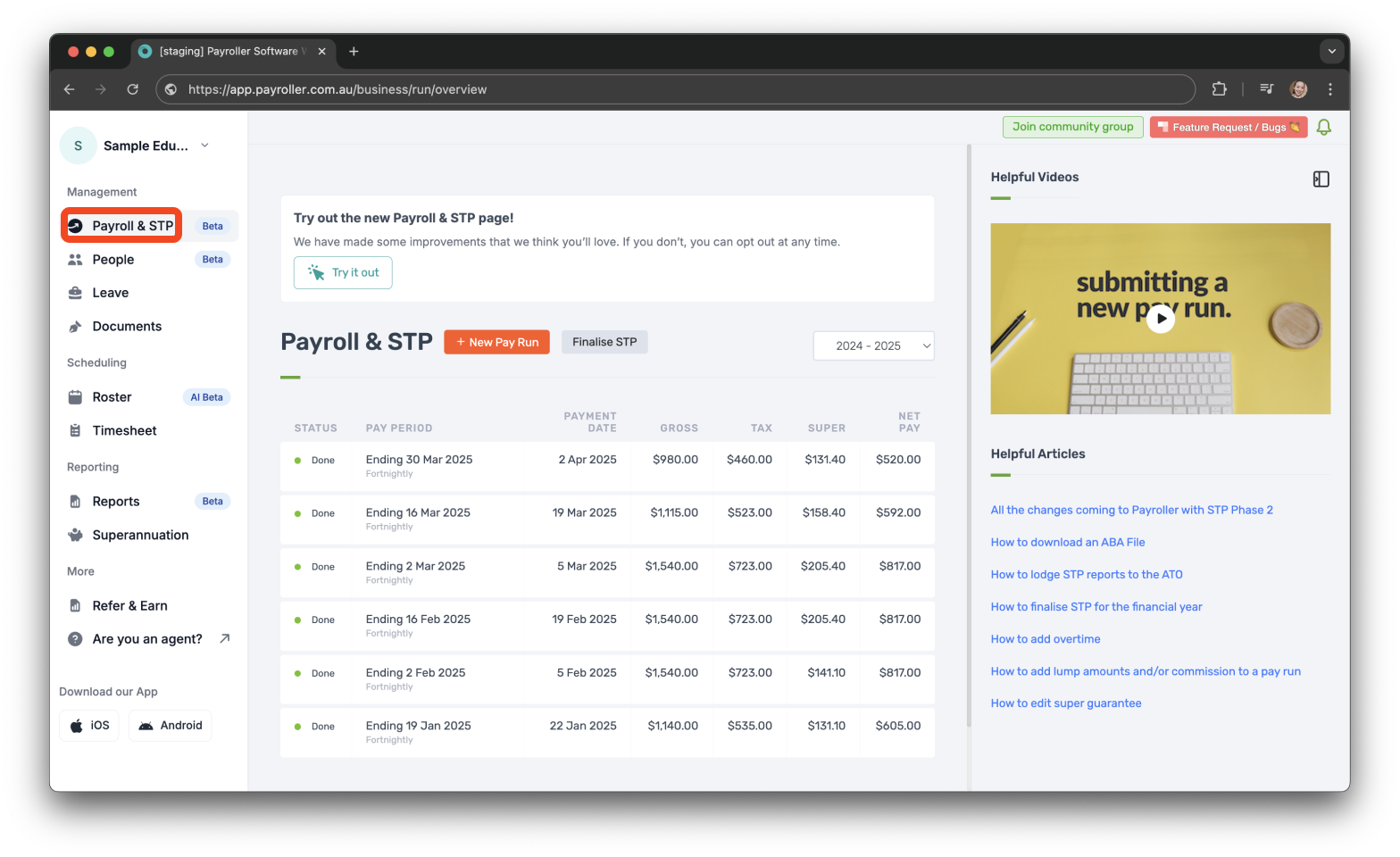 Timesheets and rostering - How to make a pay run with a timesheet - 2