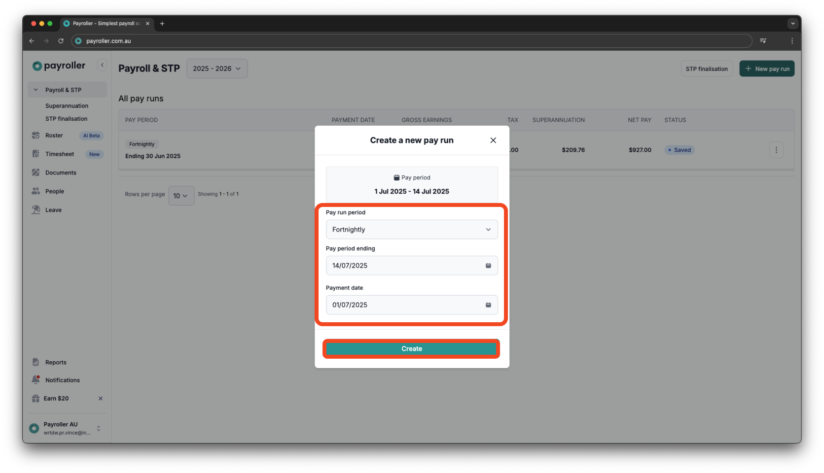 Creating pay runs - Creating and submitting pay runs - 3