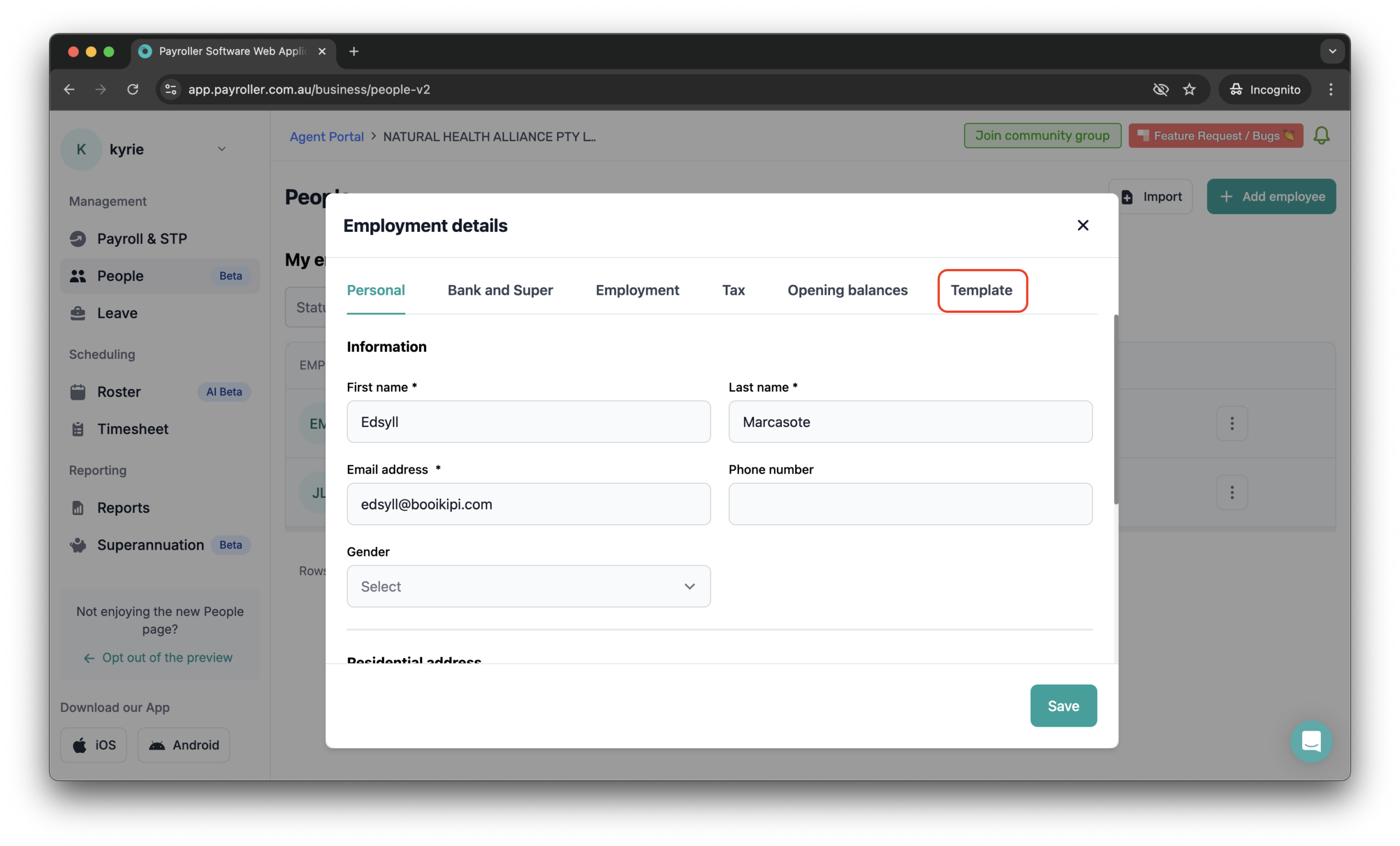 Setting up your employees - Using pay template - 5