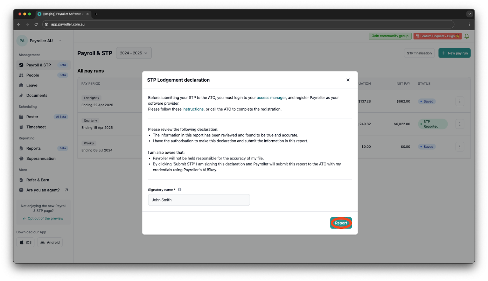 Creating pay runs - Fringe Benefits - 9