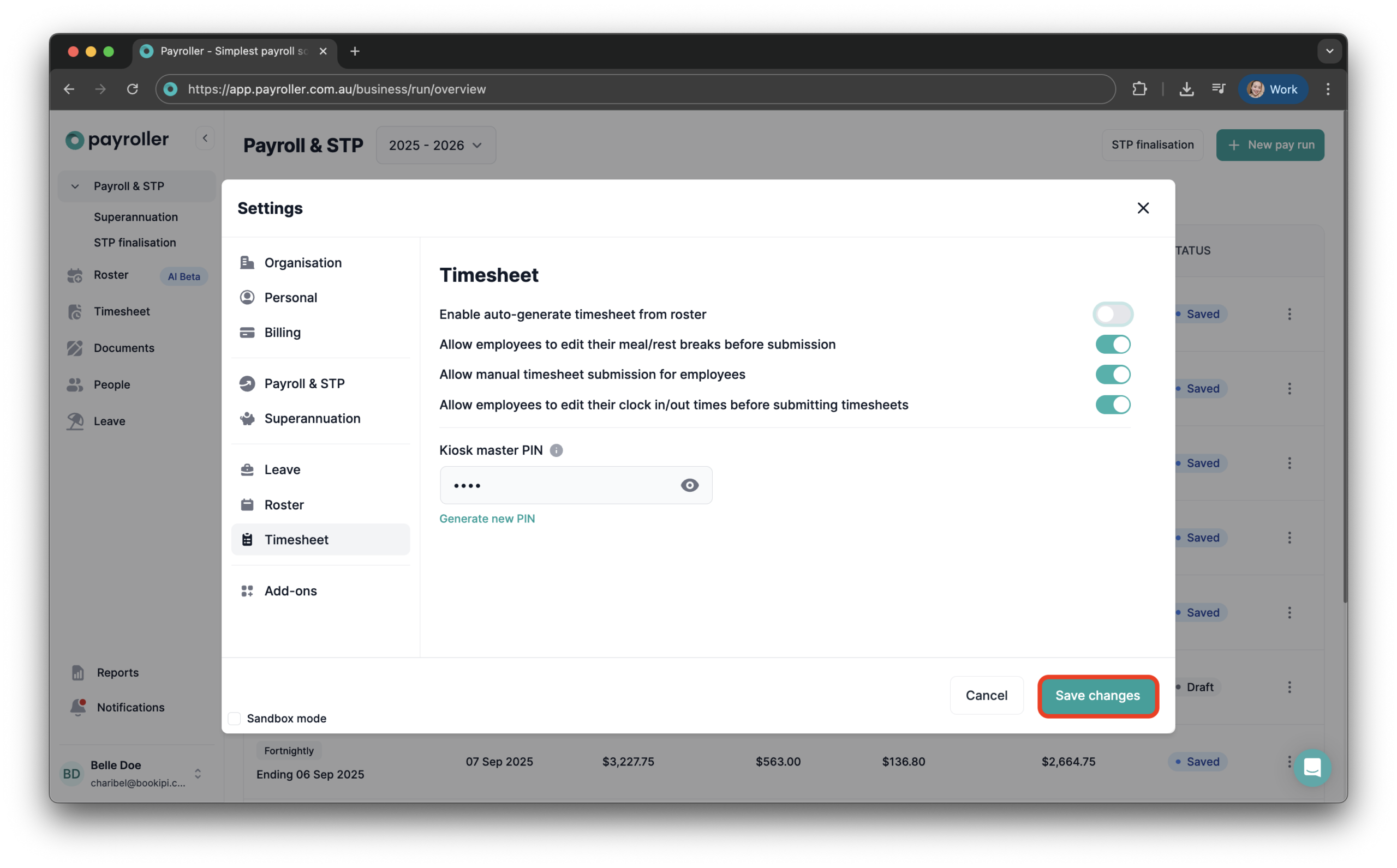 Uncategorized - Enable/Disable Auto-Generate Timesheet from Roster - 5