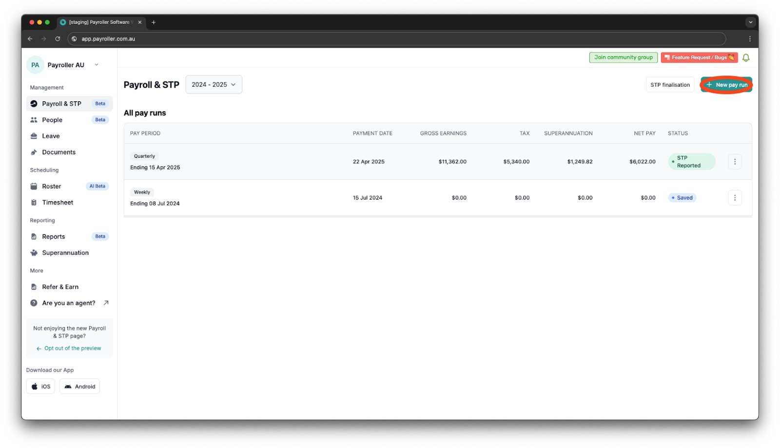 Creating pay runs - Fringe Benefits - 1