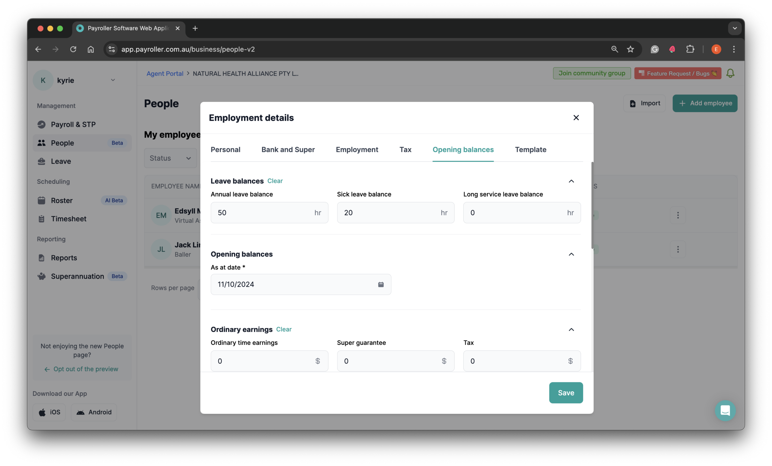 Setting up your employees - Adding opening balances - 5
