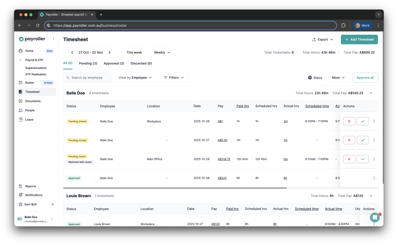Timesheets and rostering - How to add a timesheet - 2