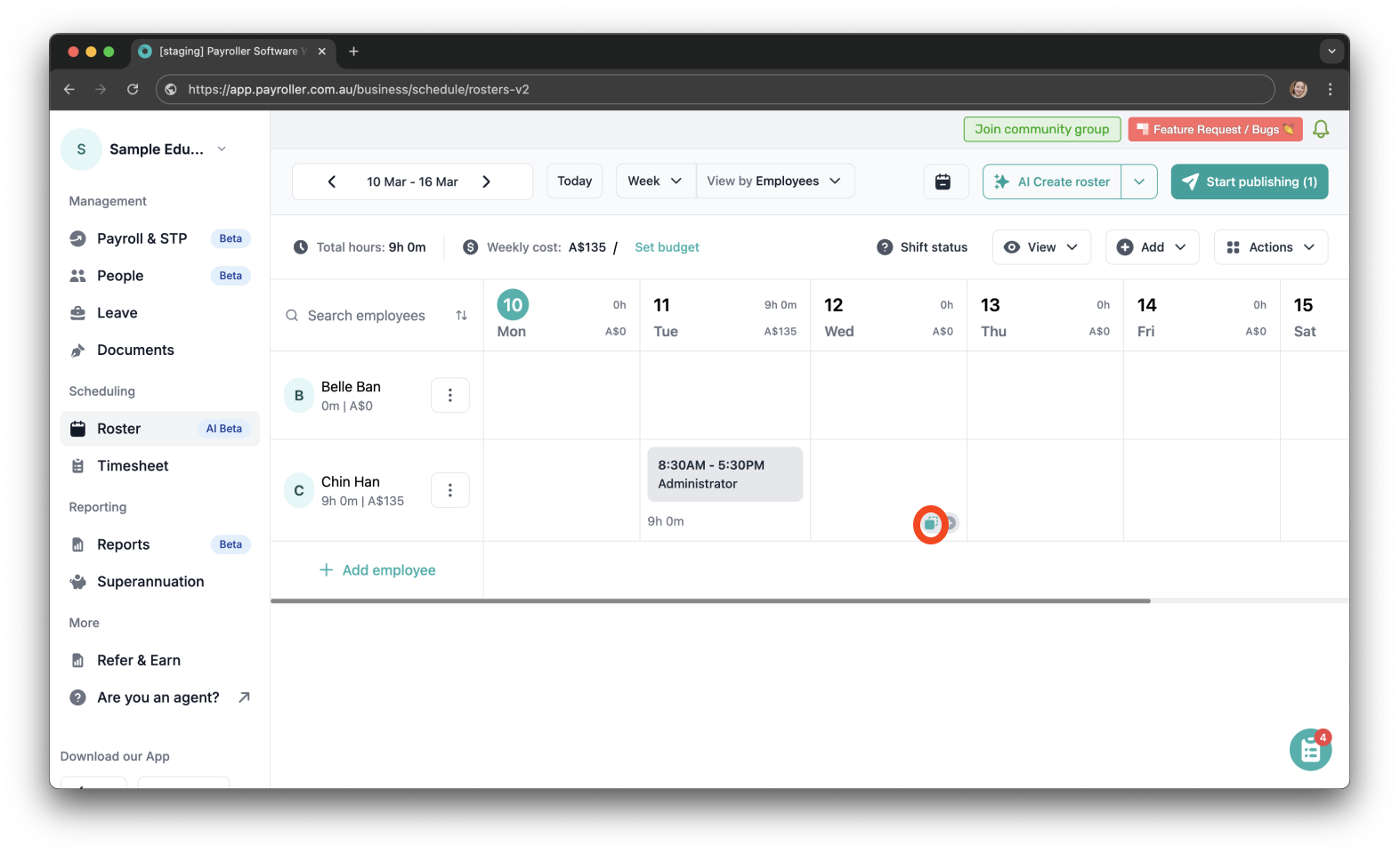 Timesheets and rostering - How to copy and paste a roster / How to copy and paste a shift - 4