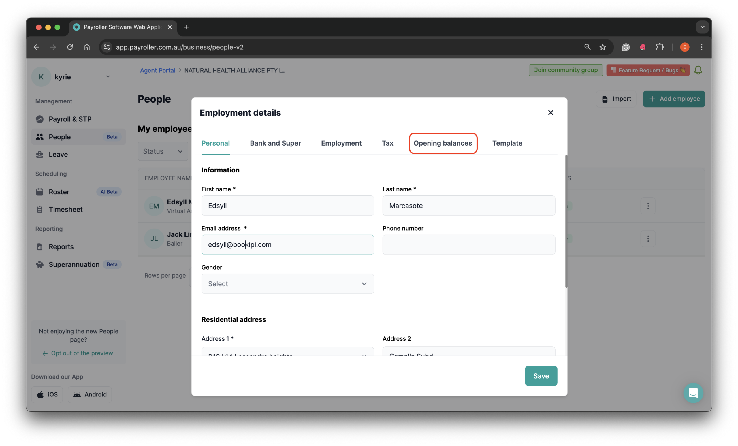 Setting up your employees - Adding opening balances - 4