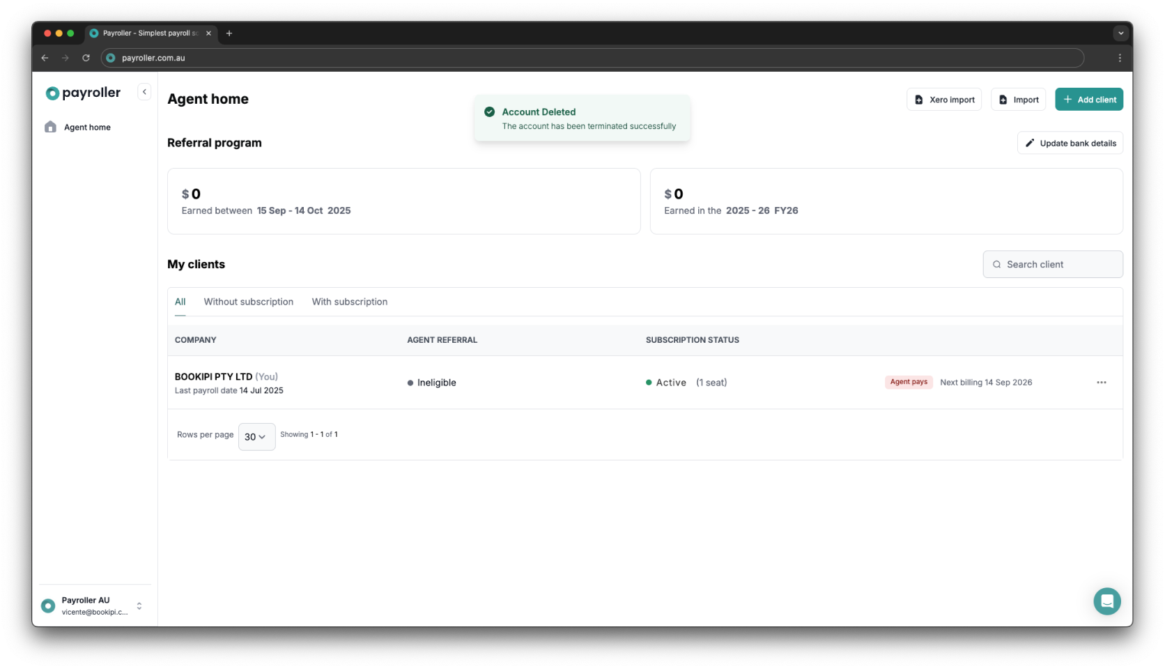 Agent Account - Deleting clients - 6