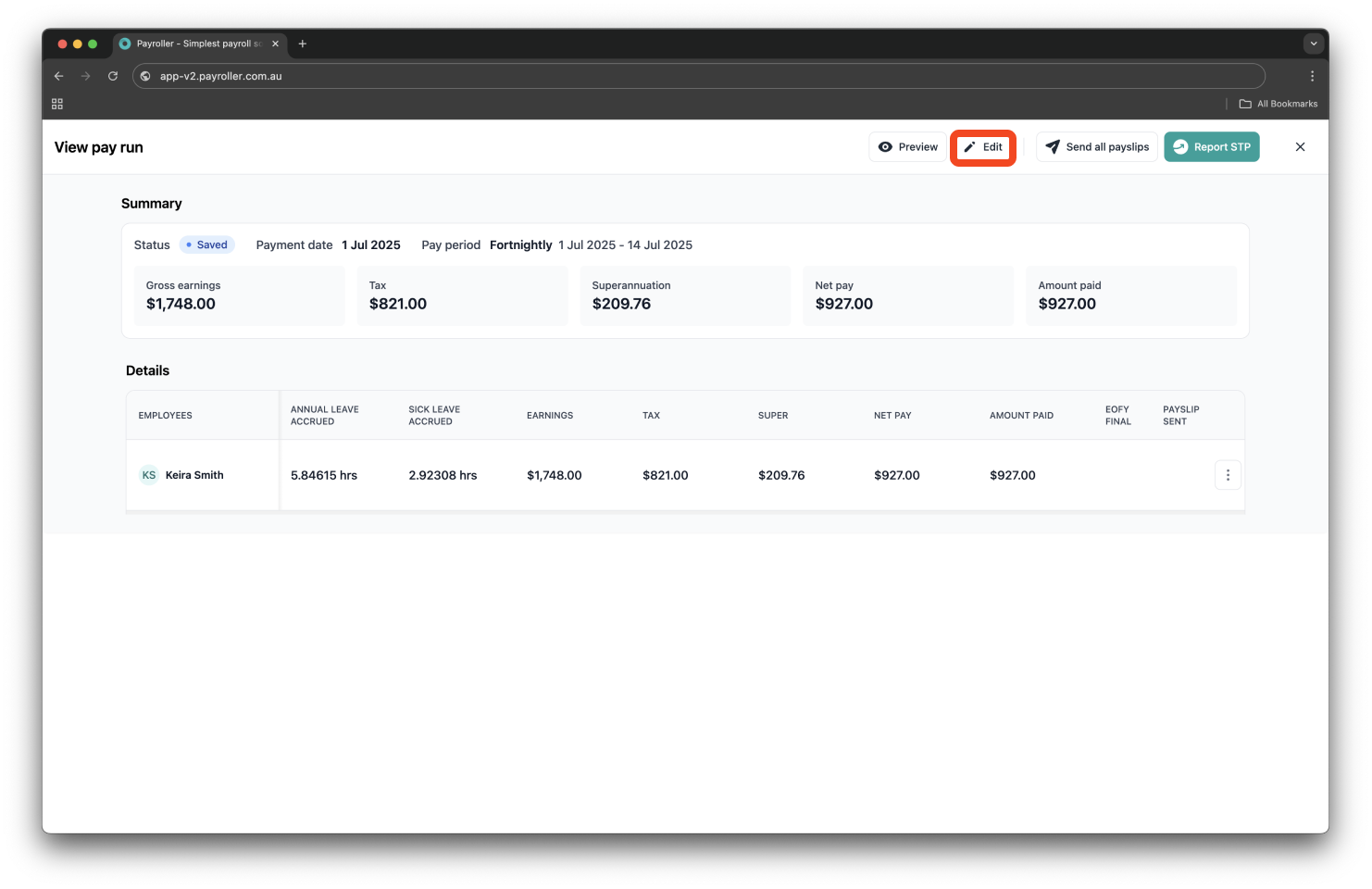 Creating pay runs - Removing a pay run that has been submitted to the ATO (STP Done) - 2