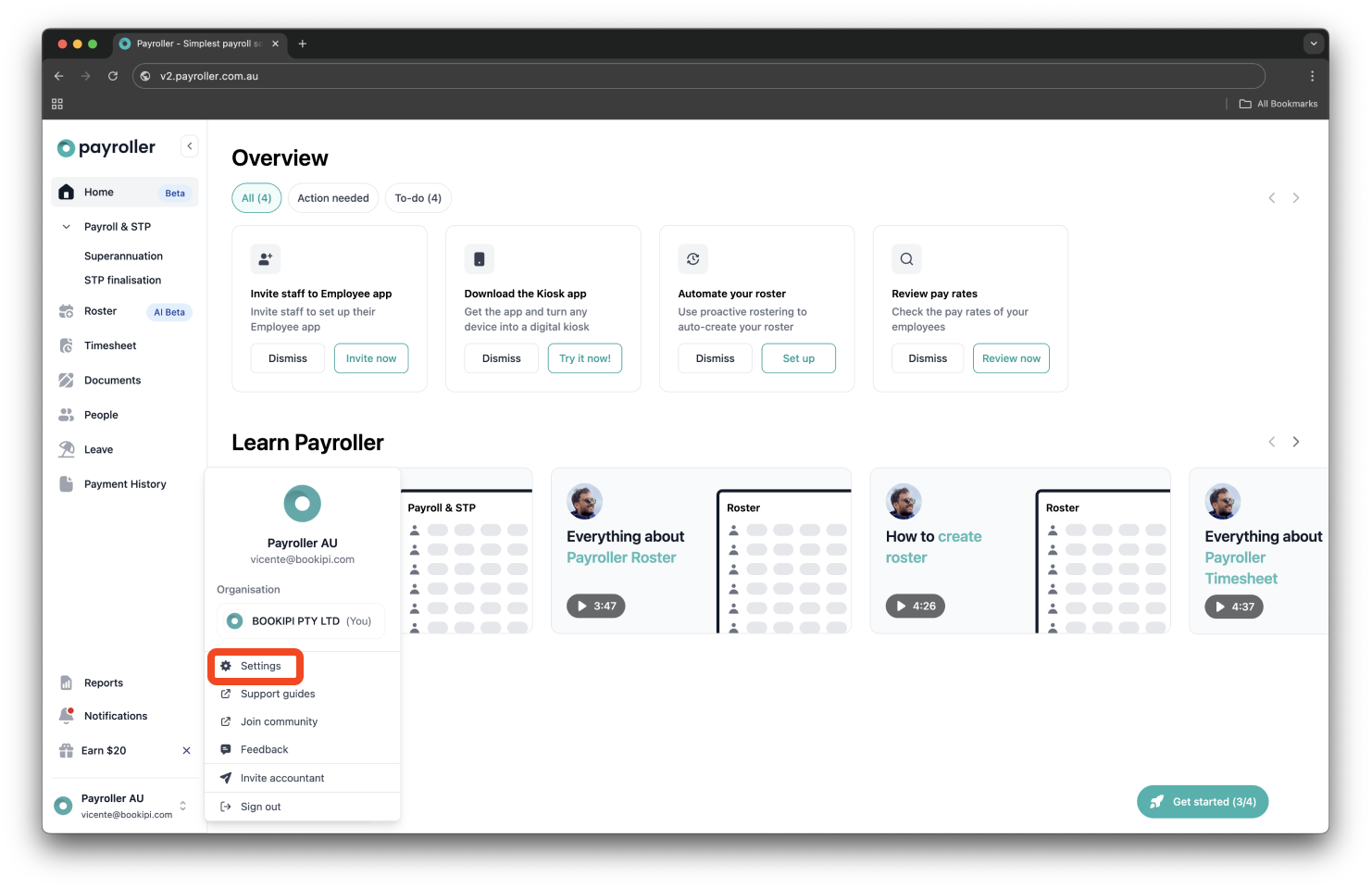 Payroller Employer Subscriptions - Downloading an invoice for your subscription payment - 2