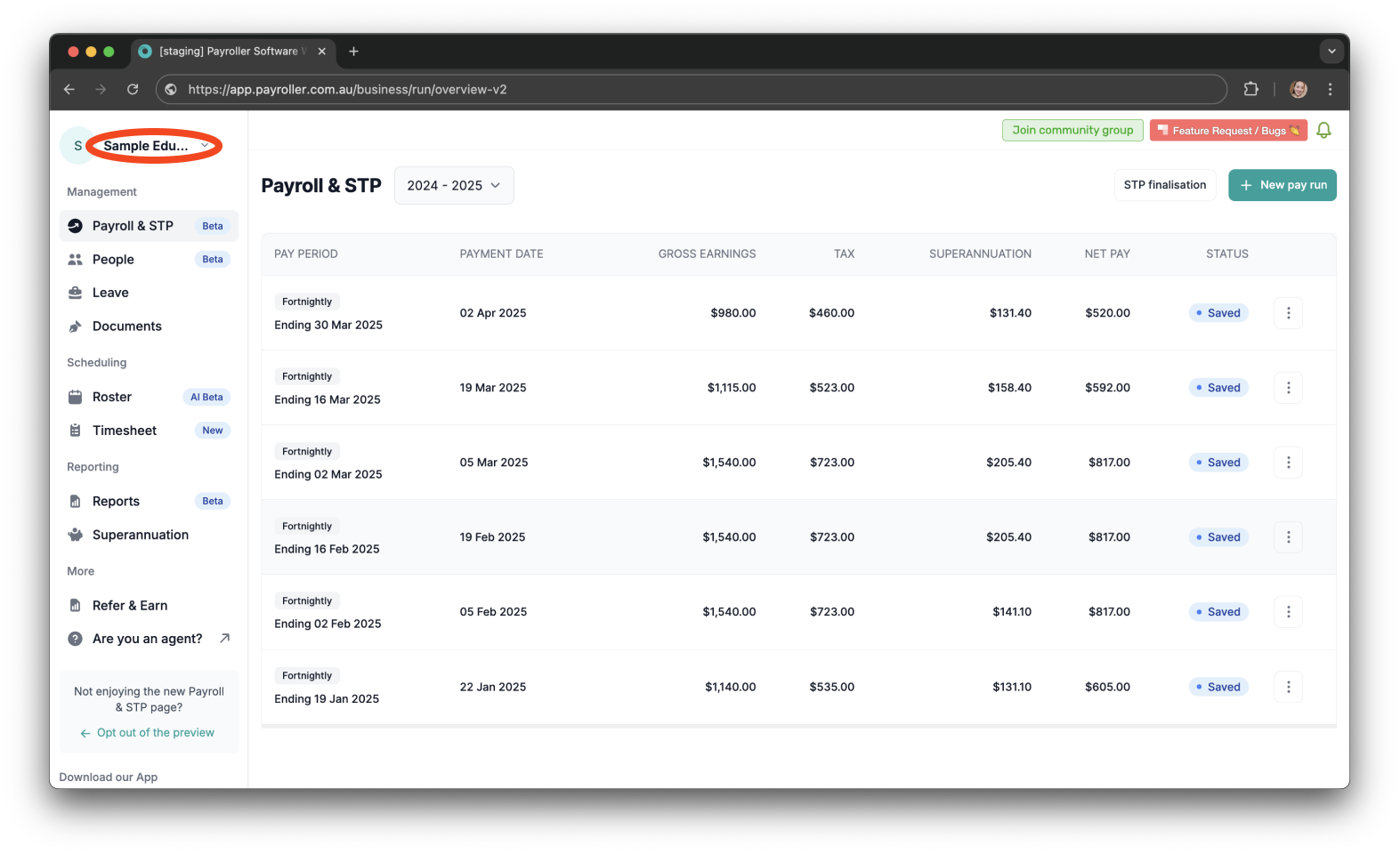 Timesheets and rostering - How to edit the roster start date - 1