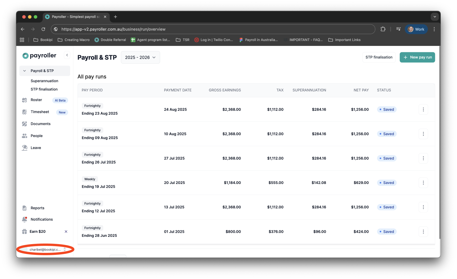 Payroller settings - Change email address - 6
