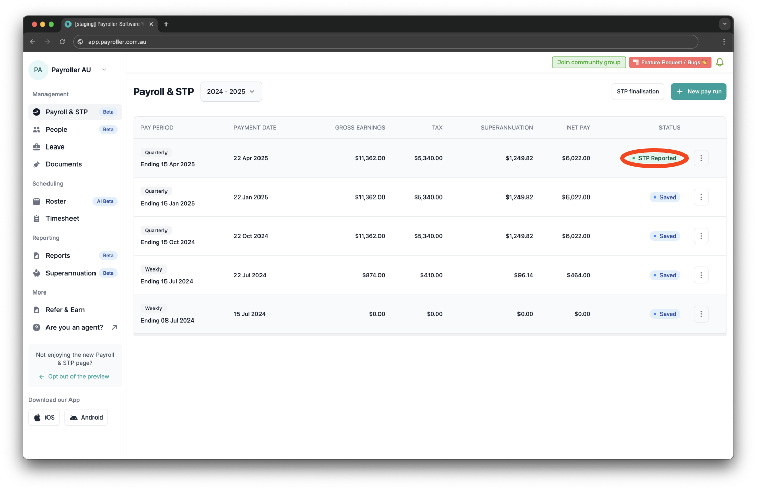 Creating pay runs - Creating and submitting pay runs - 9
