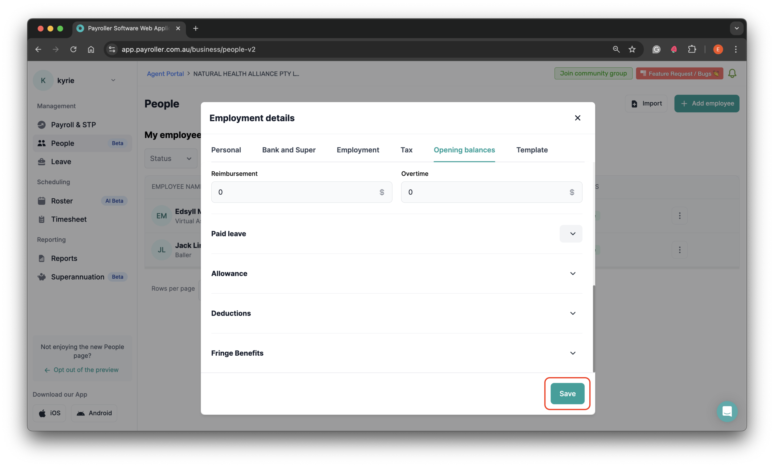 Setting up your employees - Adding opening balances - 7