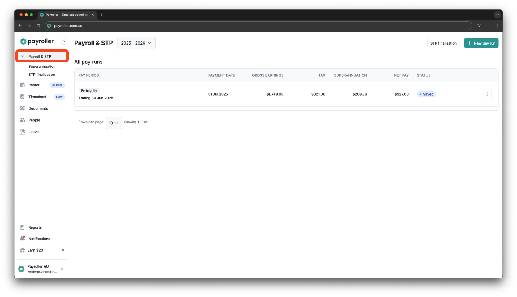 Creating pay runs - Creating and submitting pay runs - 1