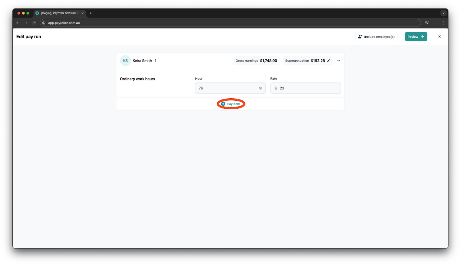 Creating pay runs - Fringe Benefits - 22