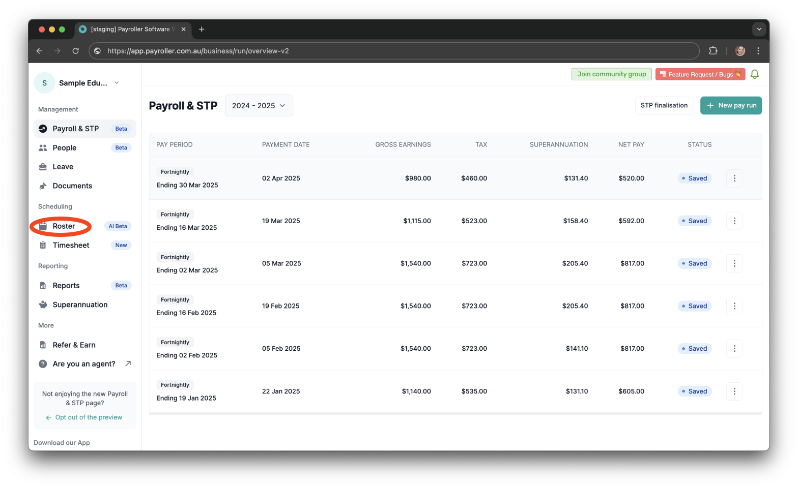 Timesheets and rostering - How to delete a shift in a roster - 1