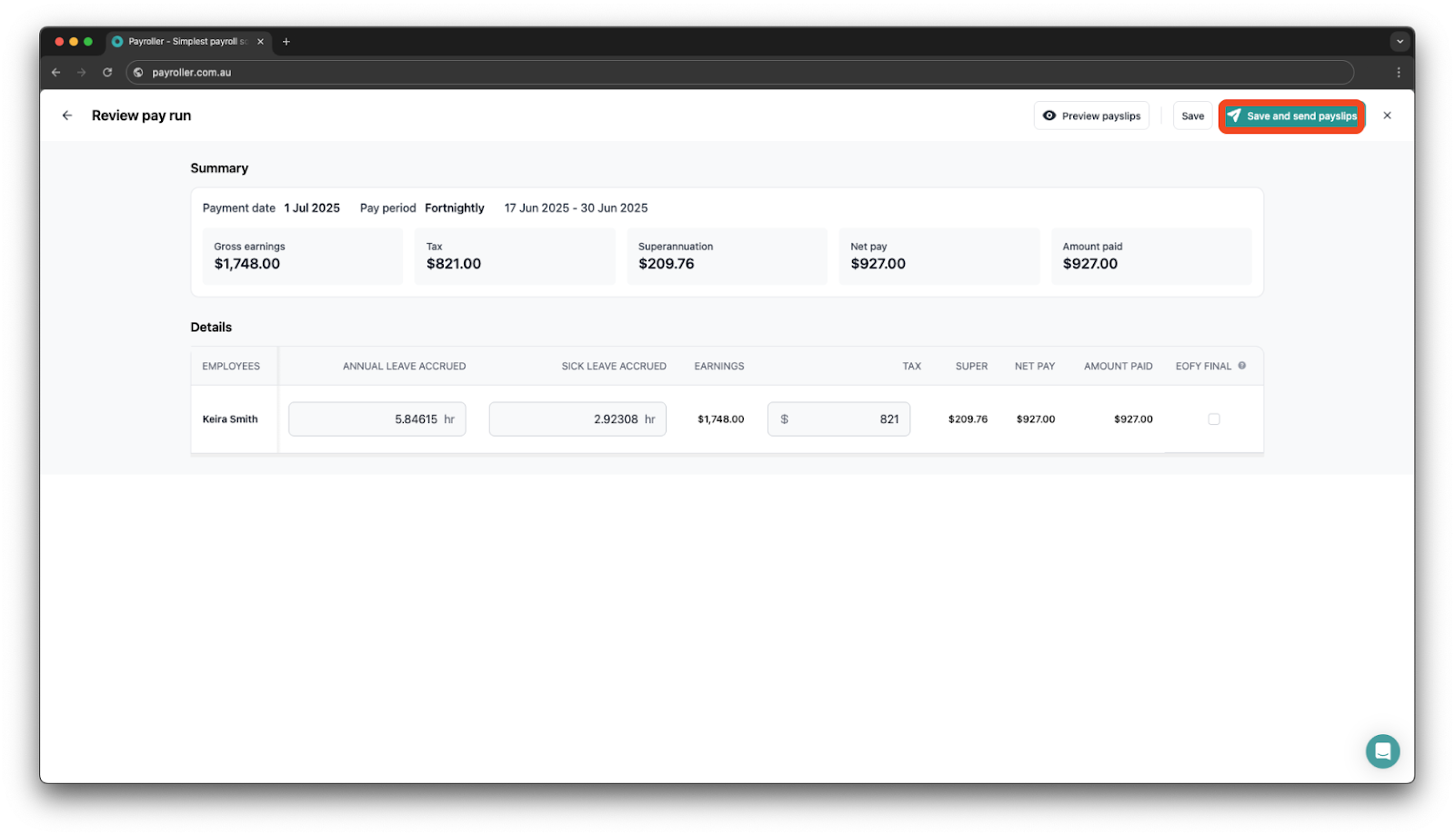 Creating pay runs - Review pay run - 4