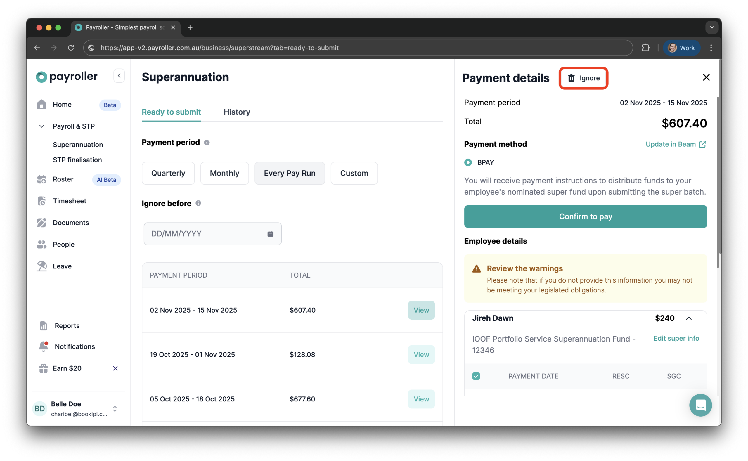 Superannuation Resources - How to ignore a super batch from SuperStream - 3