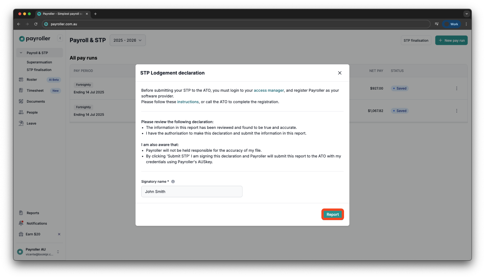 Creating pay runs - Adding employer contribution (superannuation) - 8