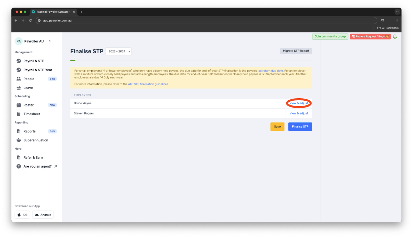 Payroller functions - Finalise reporting for the financial year - 3