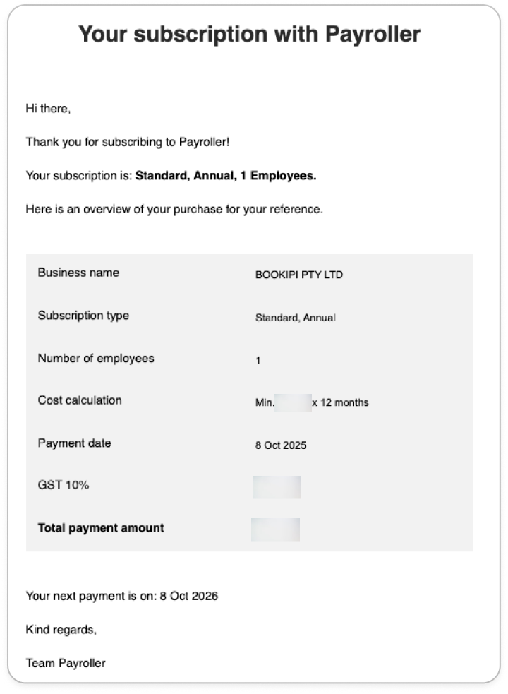 Quick Overview - Signing up for a subscription to create a pay run - 5