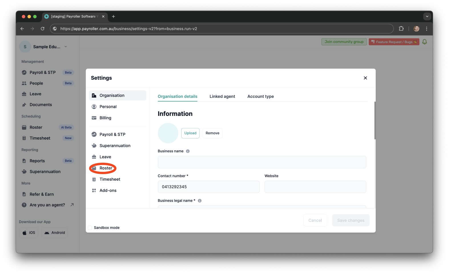 Timesheets and rostering - How to edit the roster start date - 3