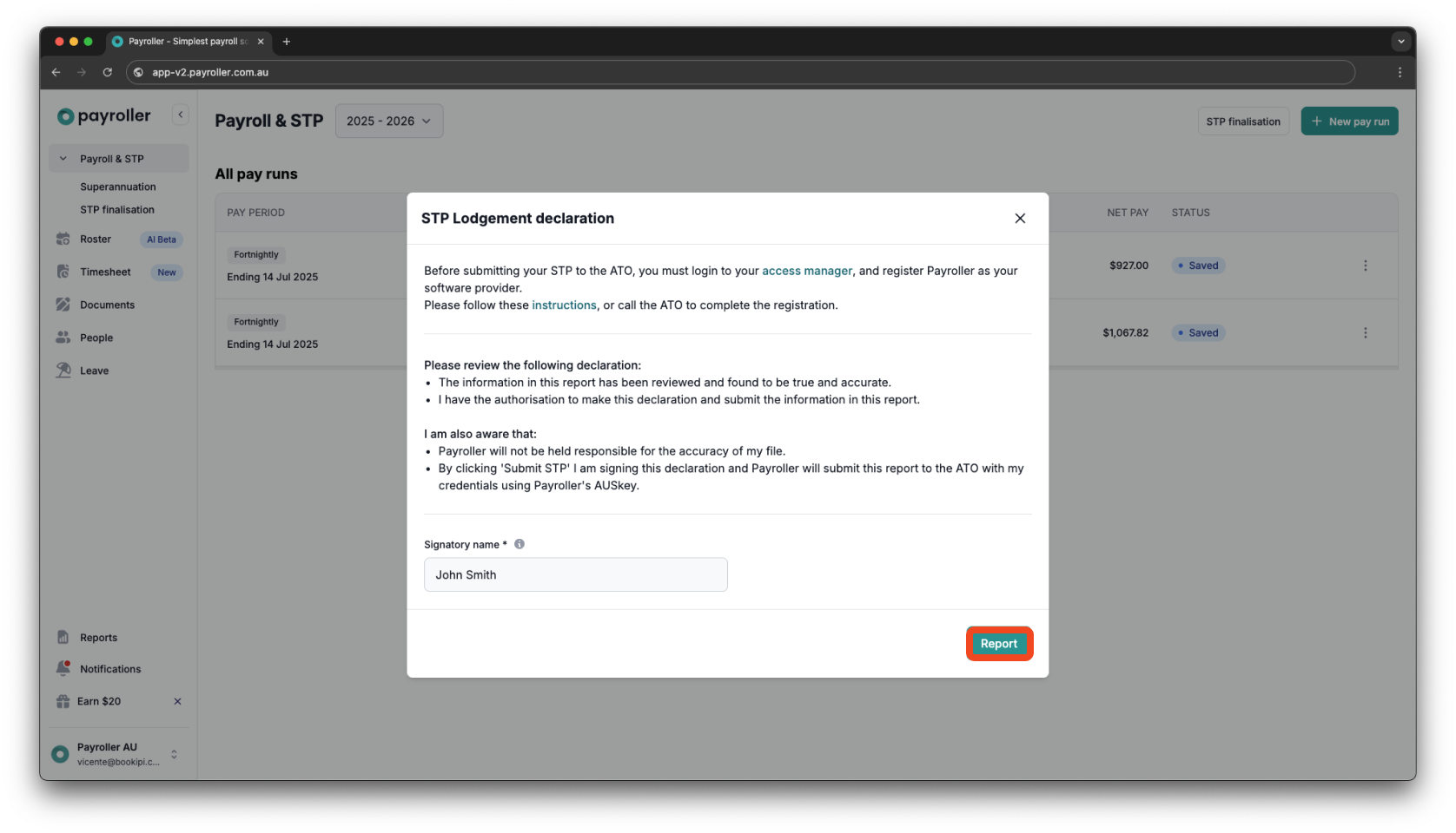 Creating pay runs - Adding leave to a pay run - 9