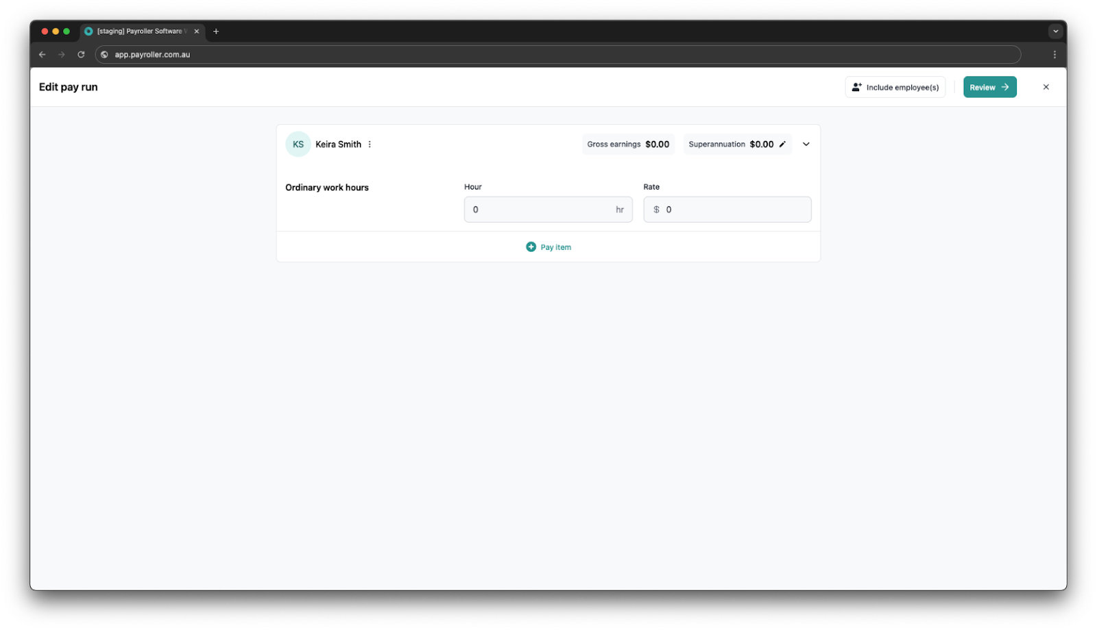 Creating pay runs - Editing a pay run - 3