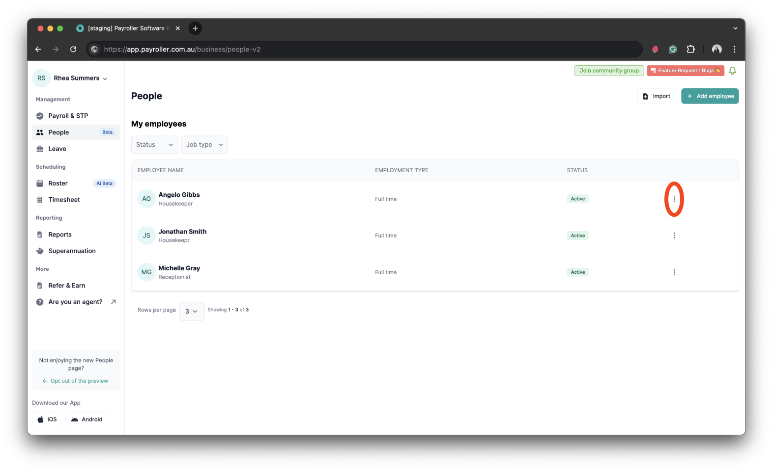 Setting up your employees - Changing the status of your employee (active, inactive, roster-only) - 7