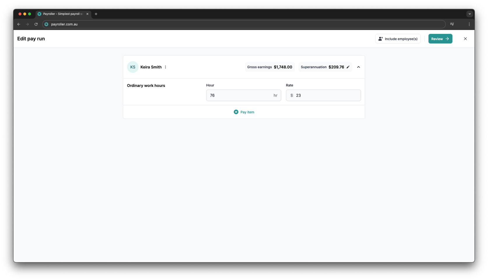 Creating pay runs - Adjust pay run - 3