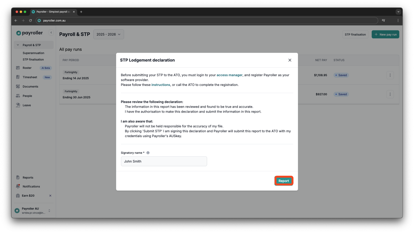 Payroller functions - Termination Payment - 14