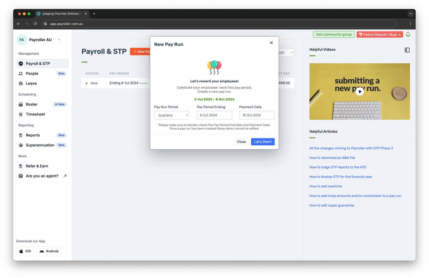 Payroller functions - Quarterly Pay Run - 7