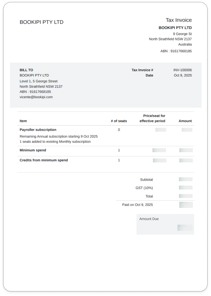 Payroller Employer Subscriptions - Downloading an invoice for your subscription payment - 6