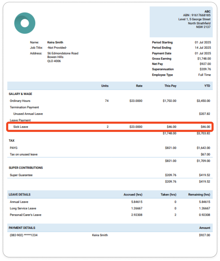 Creating pay runs - Adding leave to a pay run - 10