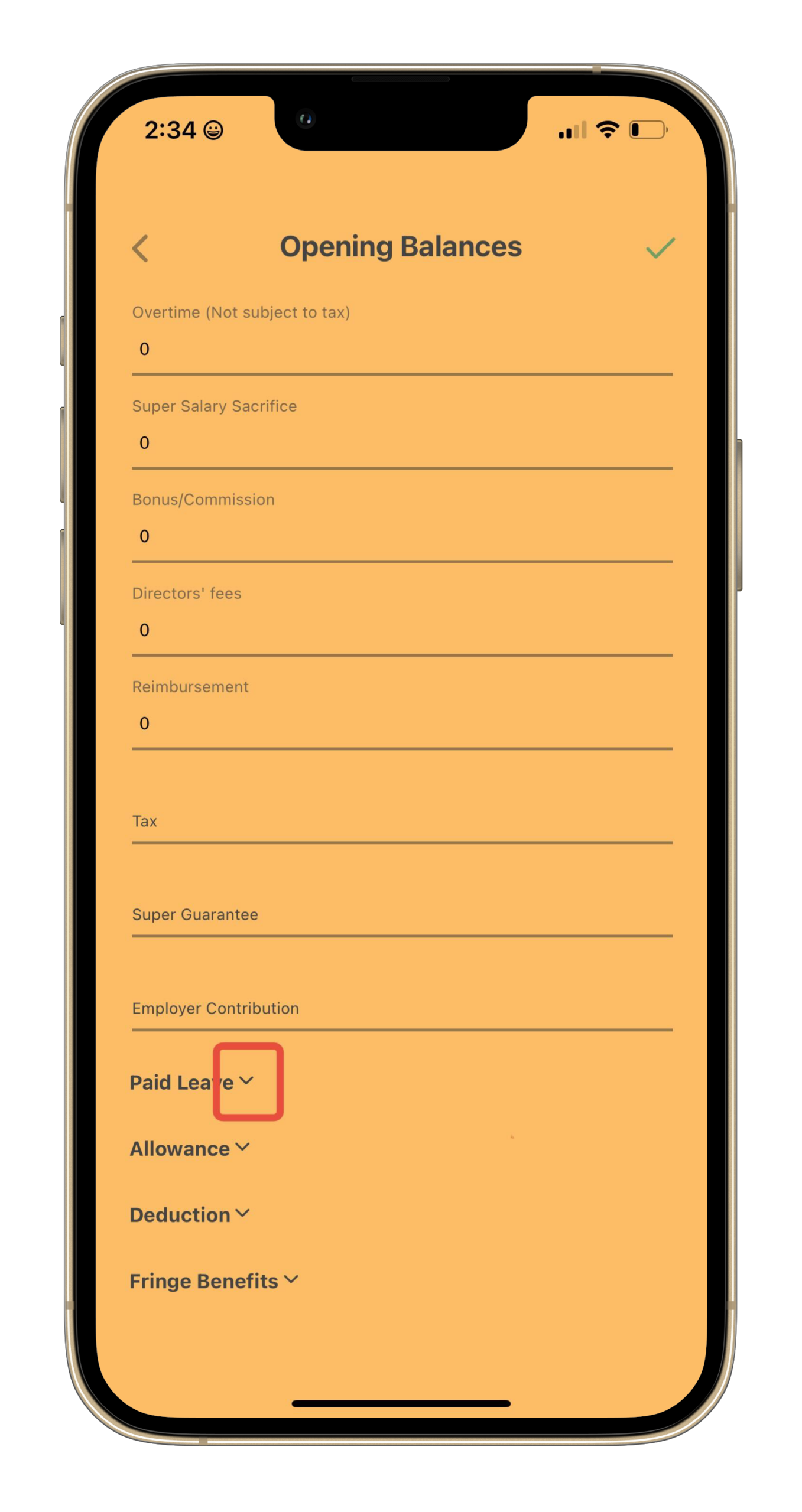 Payroller Mobile App - How to add opening balance to the Payroller mobile app - 6