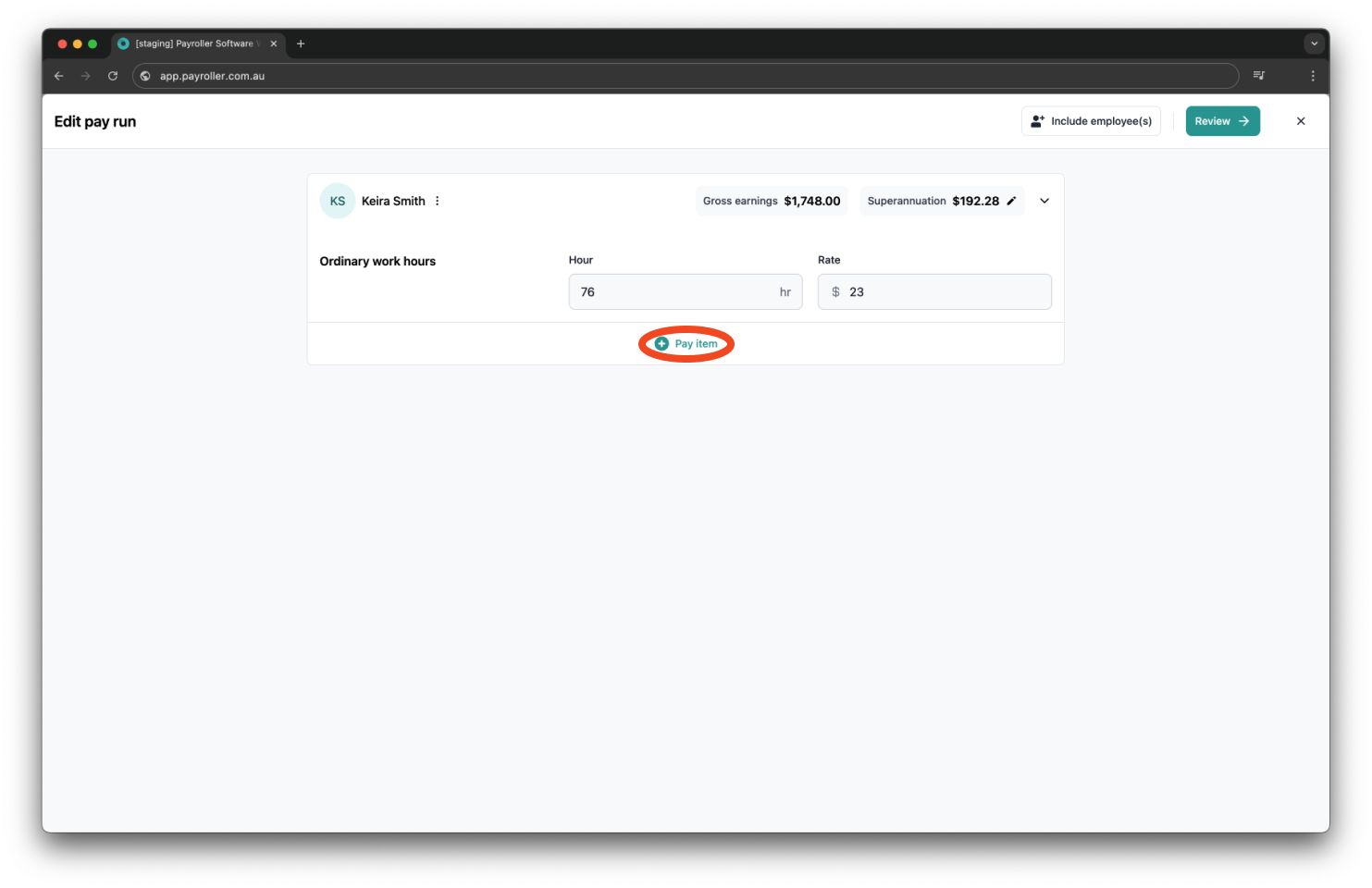 Creating pay runs - How to enter overtime on the pay run - 3
