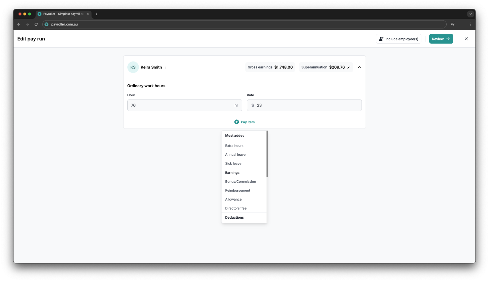Creating pay runs - Creating and submitting pay runs - 4