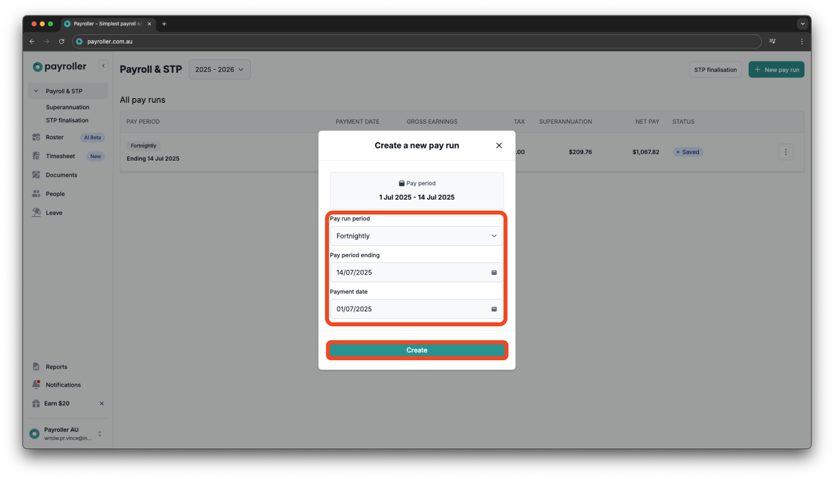 Creating pay runs - Adjust pay run - 2