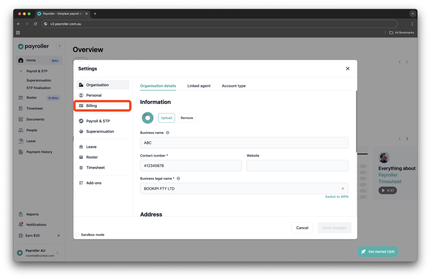 Payroller Employer Subscriptions - Downloading an invoice for your subscription payment - 3