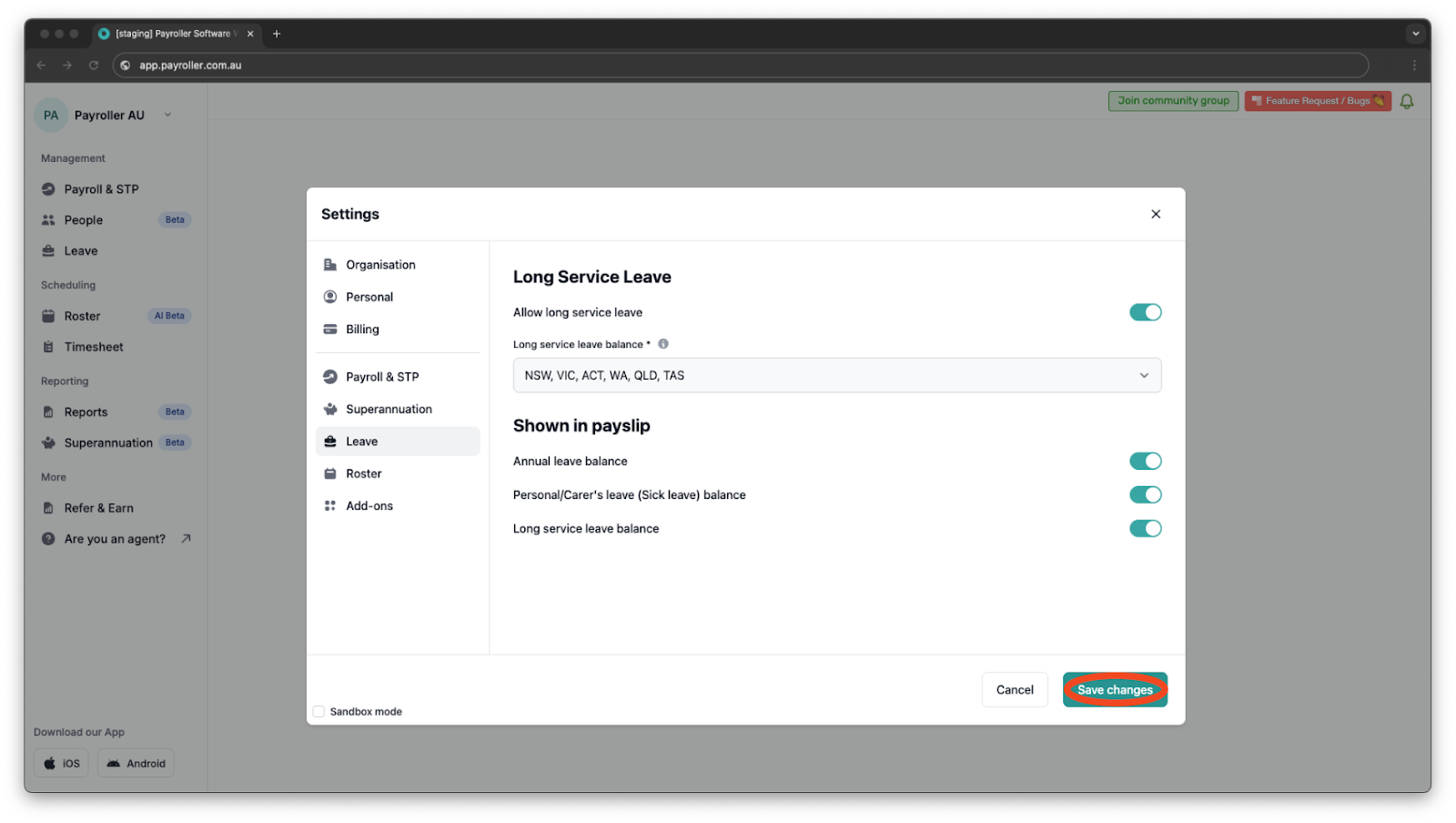 Payroller settings - Show leave balance on payslips - 5
