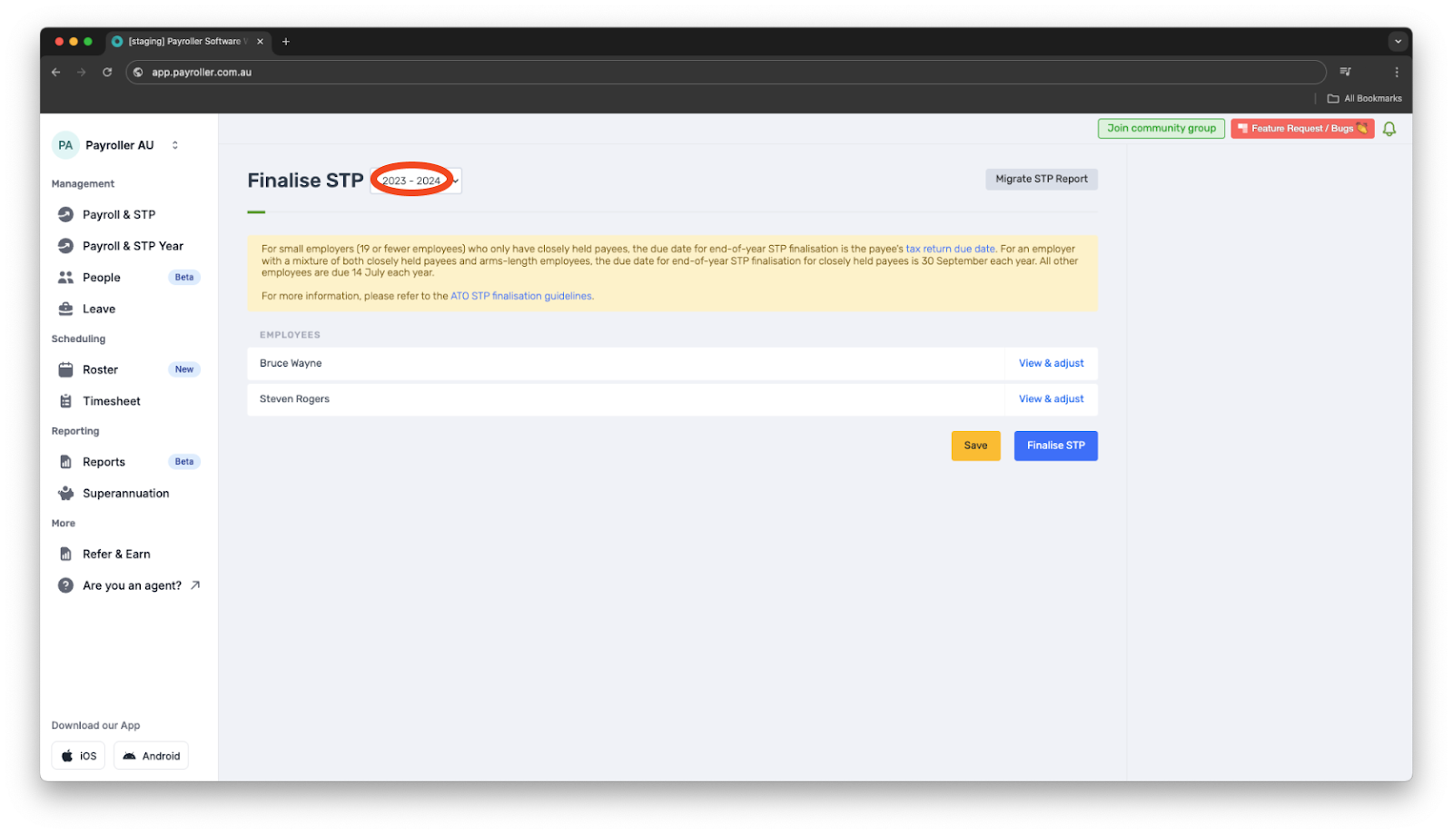 Payroller functions - Finalise reporting for the financial year - 2